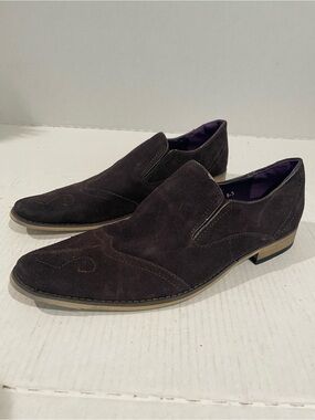 Men’s Zota Italian Classic Brown Suede Slip On Loafers Dress Shoes Size 8.5 US!